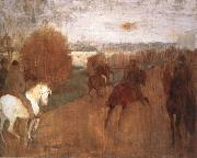 Horses and Riders on a road